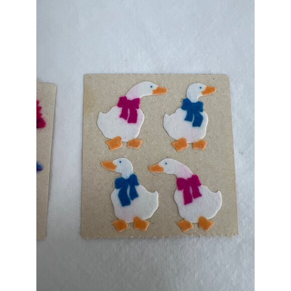 VTG 1986 Sandylion Fuzzy Sticker Designs Felt Dinosaur & Goose Stickers - Picture 3 of 6
